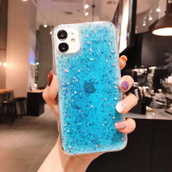 Glitter Case For iPhone 7Plus 8Plus  Shockproof TPU Cover Blue