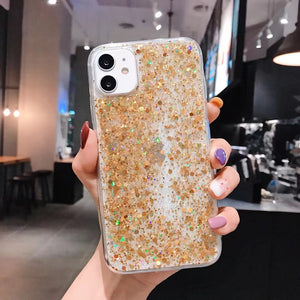 Glitter Case For iPhone 7Plus 8Plus  Shockproof TPU Cover Gold